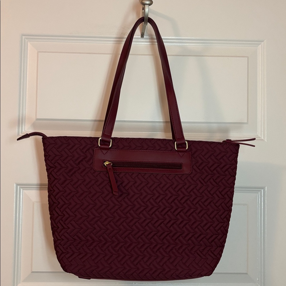 Radley London Barge Walk Medium Zip Top Multiway bag burgundy color shopper tote - Picture 4 of 16
